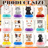 12 Pcs Cat Birthday Party Decoration Honeycomb Centerpieces Kitten Table Centerpieces Cats Table Topper 3D Double Sided Kitten Decoration For Birthday Pet Theme Party Favors Supplies