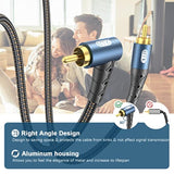 Rca Subwoofer Cable 90 Degree Rca To Rca Audio Cable 24K Gold-Plated Nylon Braided Double Shielded Digital Analogue Supports Amplifiers,Home Theater,Hi-Fi Systems,Subwoofer(10Ft/3M)