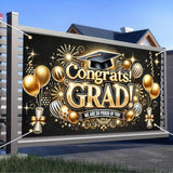 Class Of 2025 Graduation Decorations Banner Party Hanging Banner Gold And Black Graduation Backdrop Supplies Banner Congratulations Graduation Banner For Graduation Party Decoration