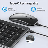 Wireless Keyboard And Mouse Combo,Bluetooth And 2.4G Usb Wireless Keyboard And Adjustable Dpi Mouse, Rechargeable Slim Cordless Keyboard Mouse Set For Laptop,Pc,Notebook,Desktop-Grey