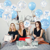 43Pcs Blue Bow Balloons Party Decorations - Coquette Bow Birthday Decorations Blue And White Bow Themed Birthday Balloons For Girls Baby Shower,Bachelorette Party Supplies