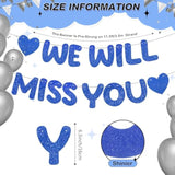 Pre Strung We Will Miss You Banner Glitter Bunting Graduation Retirement Party Decorations 8.2 Ft Goodbye Decorations For Going Away Farewell Army Party Supplie(Navy Blue)