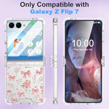 Designed For Samsung Galaxy Z Flip 7 Case Clear With Hinge Protection & Bowknot Pattern Shockproof Protective Phone Case Cover For Women Girls