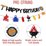 Bbq Happy Birthday Banner For Barbecue Picnic Sauce Grill Sausage Fork Fire Camping Theme Bday Party Supplies Black Glitter Decorations