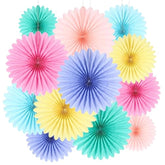 12Pcs Paper Fans Pastel Rainbow Colorful Party Decorations Tissue Paper Flowers Decorations Paper Fans Party Decorations For Girl Groovy Birthday Baby Shower Wedding Room Wall Hanging Décor