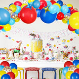 Carnival Balloon Arch Kit With 123Pcs Red Blue Yellow Rainbow Latex Confetti Balloons For Birthday Party Decorations