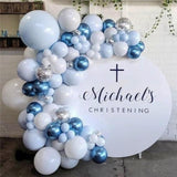 Blue Balloon Arch Kit 124pcs Metallic Blue, White & Silver Balloons for Parties and Event