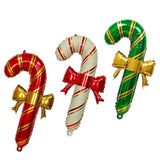 3-Piece Christmas Bow and Candy Cane Foil Balloon Set for Holiday Party Decor