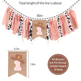 1St Birthday High Chair Banner - Cow Girl Rodeo For Party Fabric Decor,Cake Smash Baby Shower,Backdrop Garland For Photo Props