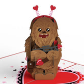 Valentines Day Card For Her, Him - 3D Star Wars Greeting Pop-Up Cards - Chewbacca I Chews You - 5" X 7" - Blank Notecard & Envelope Included