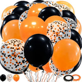 60Pcs Halloween Balloons 12" Black Orange Latex & Confetti Balloons Party Decor