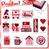 20 Pcs Valentines Tiered Tray Decorations Set Farmhouse Plaid Gnome Heart Wooden Table Sign Tabletop Rustic Tiered Tray Decorations For Valentine Kitchen Home Decor