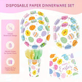 Easter Birthday Party Supplies Set - 120-Piece Easter Paper Plates and Napkins Forks Tableware Set,Disposable Tableware Kit with Bunny & Egg Designs, Perfect for Kids & Adults Spring Celebrations