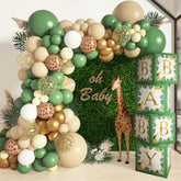 Baby Boxes Safari Jungle Baby Shower Decorations For Boy Girl, Safari Balloons Garland Arch Kit With 4Pcs Sage Green Animal Baby Boxes Nude Giraffe Print Balloons For Wild One Birthday Party Supplies