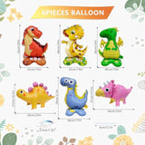 6-pc standing dinosaur foil balloons for boys' jungle dino-themed birthday parties