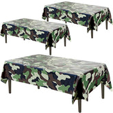 3-Pack Army Camo Plastic Tablecloths – 54" x 102" Military Party Covers for Tables & Decor