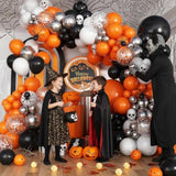 113Pcs Orange & Black Balloon Arch Kit - Confetti Latex Garland with Spike Star for Party