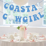Coastal Cowgirl Banner Coast Beach Retro Western Bachelorette Decorations Summer Beach Bachelorette Party Party Decor Shell Cowgirl Boots Garland Banner For Girl Bridal Shower Wedding Party Supplies