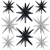 8pcs Black Silver Star Balloons Party Backdrop Decorations Photo Booth