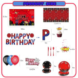 Spider Theme Birthday Party Supplies, Spider Party Decorations Including Birthday Banner, Backdrop, Hanging Swirls, Tablecloth, Balloons, Cake Toppers, Plates, Forks, Knives, Spoons For Spider Party
