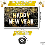 XL Happy New Year Banner 72x44 Inch 2026 Party Backdrop
