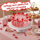 24 Pcs Cherry Cake Decorations And Bow Cake Toppers Artificial Fake Cherries Fruit Decor For Birthday Party Decorations Summer Bridal Wedding Party Supplies(Red)