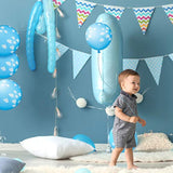 36 Pieces Blue Cloud Latex Balloons Mid Cloud Matte 12 Inch Balloons Light Blue And White Print Decoration For Baby Shower Boys Girls Birthday Party Supplies