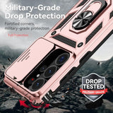 Galaxy S26 Ultra Case with Camera Cover, Military Grade 16ft Drop Tested Cover with Magnetic Kickstand Protective Case for S26 Ultra (Rose Gold)