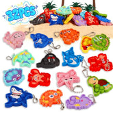 32Pcs Sea Animal Pop Fidget Toys Bulk, Mini Pop Keychain,Party Favors For Kids, Goodie Bag Stuffers,Classroom Prizes,Treasure Box Toys
