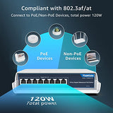8-Port Poe Switch Gigabit- Waterproof Outdoor Ethernet Unmanaged Network Switch 1000Mbps, 120W Built-In Power, Ieee802.3Af/At Support And Plug & Play, Ideal For Outdoor Use