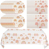 Boho Rainbow Party Supplies Boho Rainbow Baby Shower Tableware Set Including Paper Plates Napkins Tablecloth For Boho Birthday Party Baby Shower Decorations Supplies