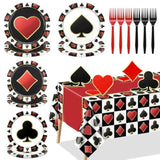 Casino Birthday Party Plates Set For 20 Guests, Including Poker Tablecloth, Napkins, Forks And Plates For Casino Theme Party Decorations Game Night Baby Shower
