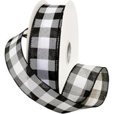 7398.40/50-613 Cambridge 1.5" X 50 Yd Wired Ribbon, Black And White, B