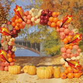 Fall Balloon Arch Kit: Burgundy, Orange, and Maple Leaf Garland
