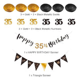 35Th Birthday Decoration Kit Happy 35Th Banner Swirls Streamers Black Gold