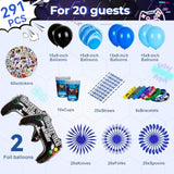 291Pcs Video Game Birthday Decorations For Serves 20 Guests, Gamer Birthday Party Supplies Include Banner, Backdrop, Balloons, Plates, Cake Toppers, Video Game Theme Party Decoration For Kids