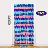 Video Game Foil Fringe Curtains Backdrop Birthday Party Decorations, 2 Pack 3.28 X 6.56 Ft Purple Blue Pink Tinsel Streamer Photo Booth Props For Boys Gaming Baby Shower Party Decor Supplies Favors