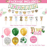 Two Wild Birthday Decorations Floral Jungle Themed 2Nd Birthday Banner