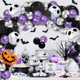 Skull Halloween Balloon Garland Kit: Purple, Black & Pumpkin Party Decor