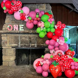 147Pcs Strawberry Balloons Arch Garland Kit With Strawberry Foil Balloons For Sweet Girl My Berry First Themed Birthday Party Supplies Baby Shower Gender Reveal Decorations Red Pink Green