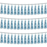 3P Light Blue Foil Fringe Metallic Tassel Streamers Banner Tassel Garland For Parade Floats, Bachelorette, Wedding, Birthday, Halloween, Christmas, Bridal/Baby Shower Party Decorations
