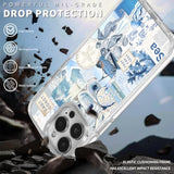 Cases For Iphone 15,Compatible With Magsafe,Classic Clear Shockproof Protection Magnetic Phone Case - Seashell Ocean Blue Retro Collage