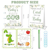 Baby'S First Abc Book & Baby Shower Game – A To Z Coloring Cards With 24 Watercolor Pens, Fun Interactive Activity For Guests, Unique Keepsake Alternative To Guest Book (Sage Theme)