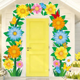 3Pcs Spring Door Banners Colorful Floral Porch Banner Spring Floral Hanging Banners Flowers Butterflies Hanging Porch Sign For Front Yard Indoor Outdoor Wall Holiday Classroom Home Decorations