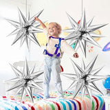 72pcs 12-Point Silver Star Balloons, Mylar Starburst Foil Balloons for Parties