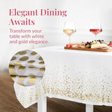 4pcs White and Gold Disposable Tablecloths, 54x108" for Parties & Events