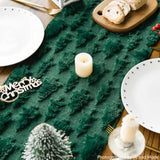Green Christmas Trees Soft Plush Faux Fur Jacquard Christmas Table Runner, Holiday Kitchen Dining Table Decoration For Home Party Decor 13X72 Inch