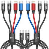 Upgraded 4 In 1 Usb C Cable With Dual Type-C For Iphone16, Travel Essentials Multi Charging Cable For Multiple Devices, Phone Charger Cord For Iphone 16-6, Android, Ipad, Car Accessories(2Pack 5Ft)