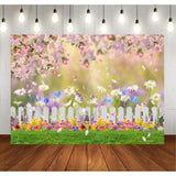 7X5Ft Spring Backdrop Pink Flower Garden Photography Backdrop Easter Decor Banner Kids Children Birthday Banner X-211