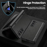 For Galaxy-Z-Fold-6 Case, Z Fold 6 Case With Built-In Privacy Screen Protector & Hinge Protection, Support Wireless Charging Slim Pu Leather Case For Samsung Galaxy Z Fold 6 5G - Carbon Fiber